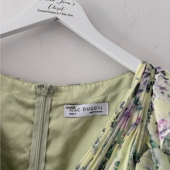 MAC DUGGAL Green Floral Chiffon Tiered Ruffle Dress 6 - Picture 11 of 16